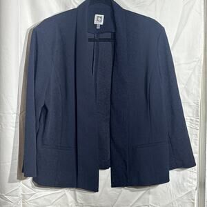 Anne Klein Navy‎ Blue Dress Jacket Size XL 3/4 Sleeve Pockets